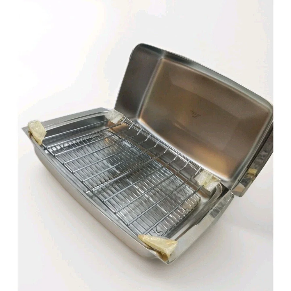 Farberware Korea Stainless Steel Roaster Pan Chafing Pan with Lid & 2 Racks 15